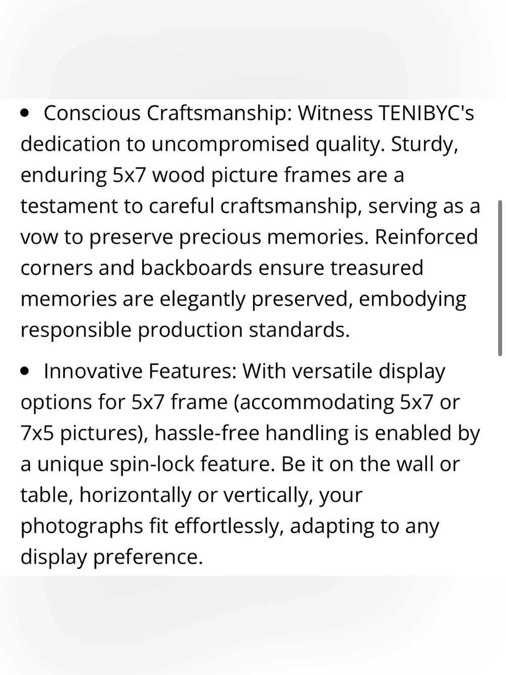 PICTURE FRAMES Solid Wood & Glass Wall or Tabletop Vertical or Horizontal 5x7”